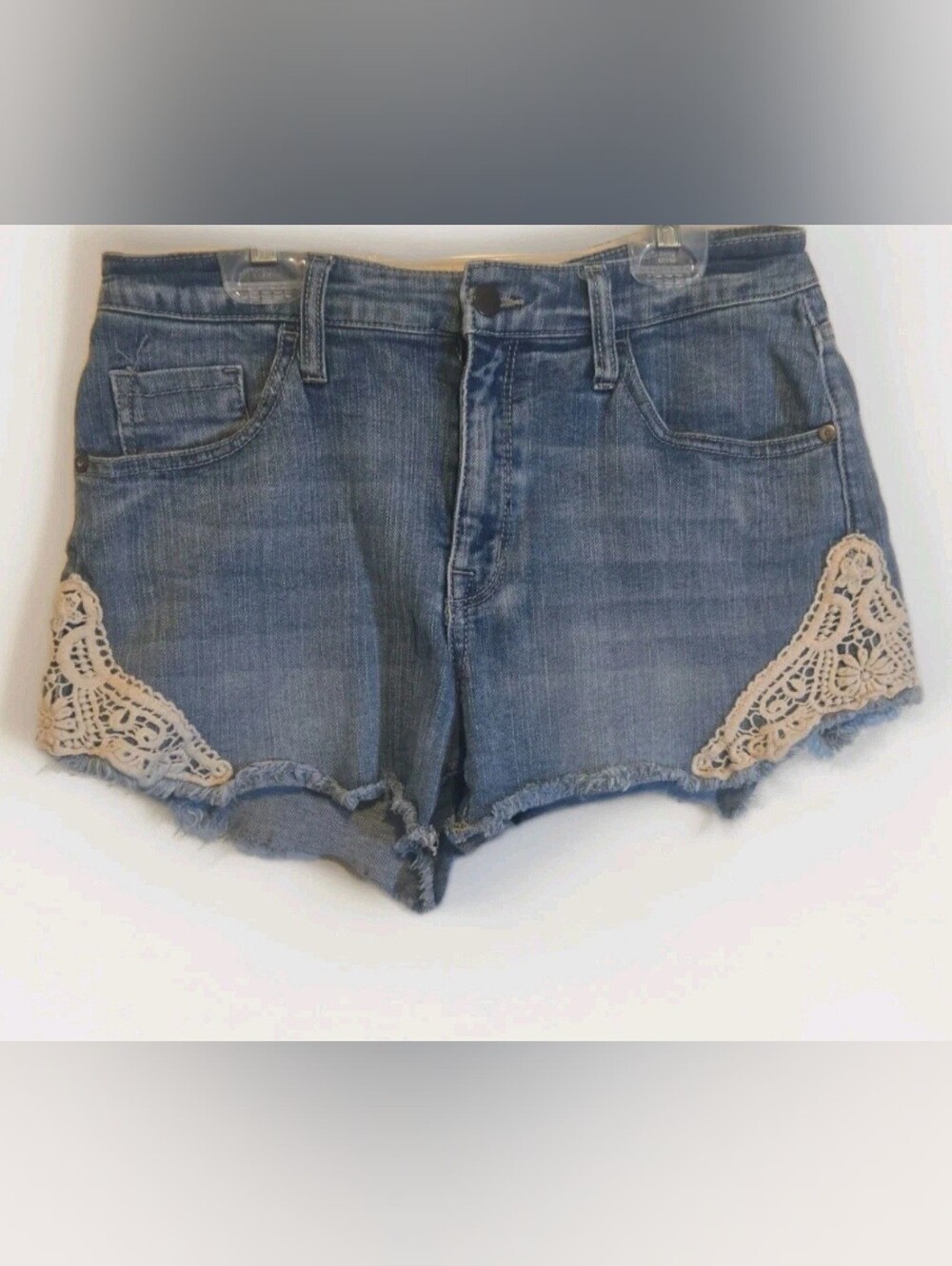 Women's Mossimo Denim High Rise Short with Crochet Trim - Blue